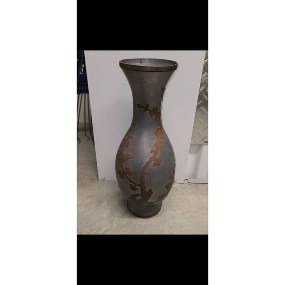 ANTIQUE ASIAN CHINESE JAPANESE COPPER LEAD VASE - Picture 3 of 3